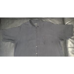 Murano Men's XL 100% Silk Black Short Sleeve Button Up Shirt With Pocket